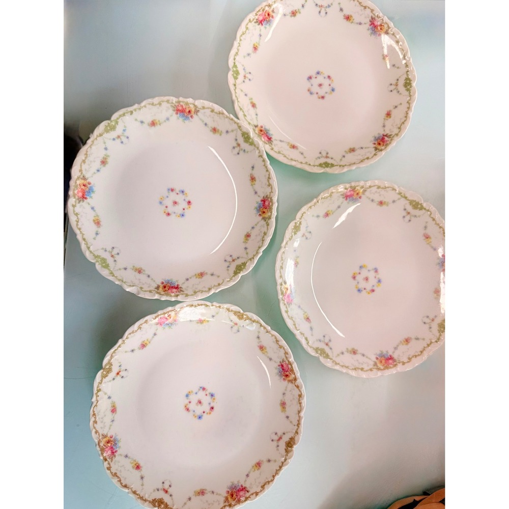 Antique C‎ Ahrenfeldt Limoges Higgins & Seiter Floral Dessert Plates 4